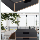 Stackable Organizer Drawer PU Leather Classic Handmade,Organize Home Office Desk Accessories and Sort Letter-Size Paper/a4 Document,Desk Caddy with Drawers Storage Box ,13.1x10x3.7inches,Black