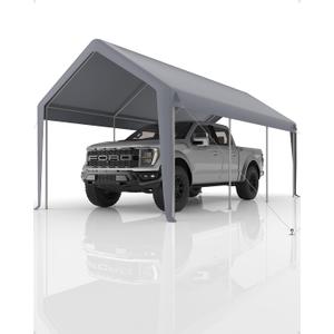 10x20ft Carport Replacement Canopy Cover, Heavy-Duty 220G Waterproof, Outdoor Garage Top Tent for Cars/Trucks/Boats, UV & Wind-Resistant PE Fabric, White, (Top Cover ONLY, Frame Not Included) (Gray)