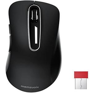 memzuoix 2.4G Wireless Mouse, 1400 DPI Computer Mouse with USB Receiver, Portable Wireless USB Mice Battery Powered Cordless Mice for Laptop, PC, Desktop, 5 Buttons (Black)