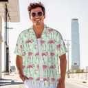 Yesad Mens Hawaiian Shirt Short Sleeve Button Down Tropical Shirts Casual Summer Beach Shirt (XL, Flamingo)