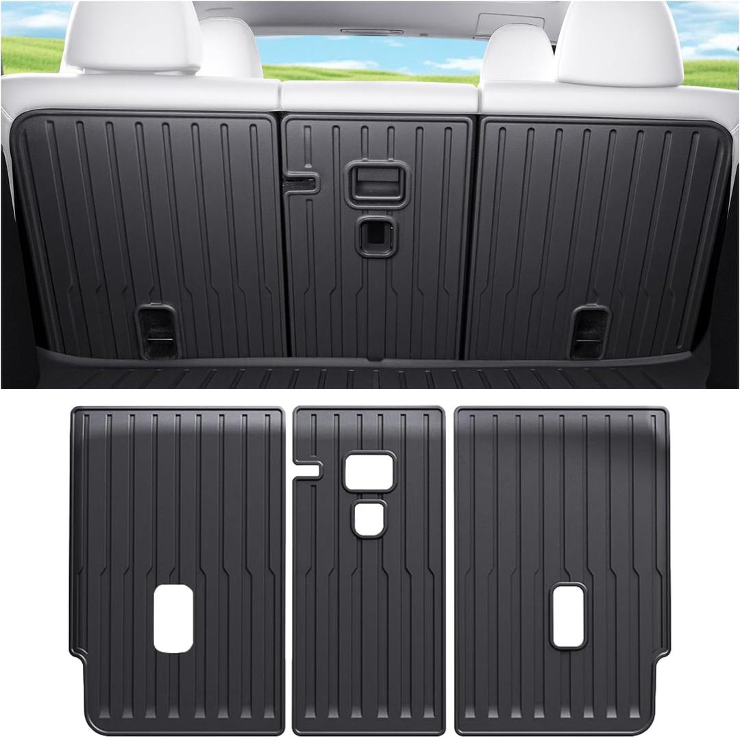 2nd Row Seatback Protector Compatible with Tesla Model Y Juniper 2025-2026 5 Seat Back Seat Cover Mat All Weather Cargo Liner Accessories | Custom Fit Trunk Protection (2PCS Backrest Protector)