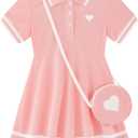 Move Dance Toddler Girl Sporty Dress Summer Clothes Kids Casual Sundress With Bag  (5-6 Years, Coral)