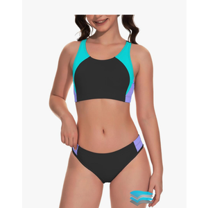 Beautikini Period Swimwear Two Piece Menstrual Leakproof Sporty Bikini Sets Bathing Suit Period Swimsuit for Teen Girls XXS