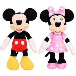 Disney Junior Mickey Mouse and Minnie Mouse Beanbag Plushie 2-Pack Stuffed Animals, Kids Toys for Ages 2 Up by Just Play