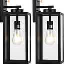 16-inch Dusk to Dawn Outdoor Wall Light Fixture, Large Black Exterior Wall Lantern Waterproof, Farmhouse Porch Sconce Lighting, Modern Wall-Mounted Outside Lights for House Garage, Patio Lamp, 2 Packs