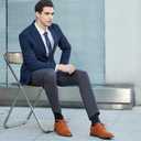 Jousen Men's Dress Cap Toe Shoes Wingtip Brogue Oxfords for Men Business Formal Derby Shoes (11, 603-cap Toe Yellow Brown)