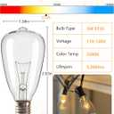 25 Pack Edison Light Bulbs, 5 Watts E12 Candelabra Base ST35 Edison Replacement Bulbs, Bistro Light Bulbs Incandescent for Outdoor Patio, Vintage Light Bulb Warm White