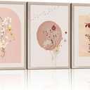 MochaMilly 3Pcs Framed Watercolor Flower Wall Art Wildflower Floral Wall Decor Pictures Botanical Canvas Wall Art Vintage Prints Boho Flower Painting Minimalist Floral Poster for Room Bedroom 24x16, Color: Botanical Prints