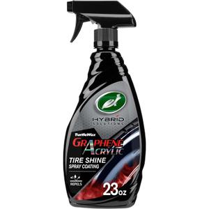 Turtle Wax Hybrid Solutions Graphene Acrylic Tire Shine Spray Coating, Long-Lasting Rich Black Shine, No-Sling, Water-Resistant Tire Dressing with UV and Dirt Repellent Protection, 23oz (Pack of 1)