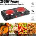 2000W Hot Plate,Portable Electric Stove Countertop Double Burner Infrared Burner with 7.5” & 6.3” Ceramic Glass Cooktop Stepless Temperature Adjustments for Home RV Camp