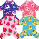4 Pack Dog Pajamas Soft Lightweight Dog Recovery Suit Onesie Clothes for Small Medium Large Female Pet Boys Girls Dogs Cats (S (Back: 7",Chest: 11.8", 2.5-5lbs))