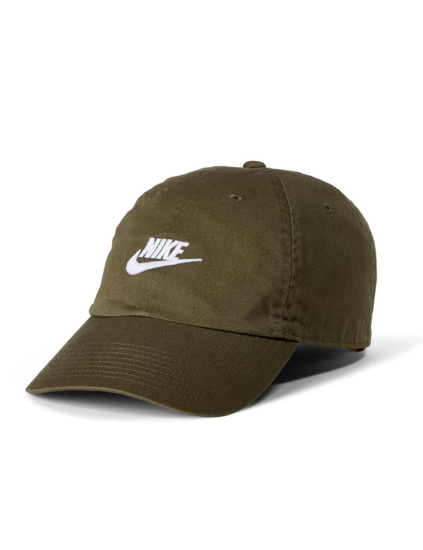 Nike Club Unstructured Futura Wash Cap, Medium Olive/White, Medium/Large (Green, M/L)