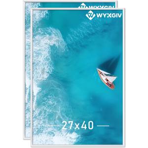 White 27x40 Picture Frame Set of 2 Slide-In Strips Wall Hanging Frame