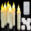 Flameless Taper Candles, 9.7 Inch Ivory 6 Pack LED Candlesticks,Realistic Wax Drip,Taper Candles Battery Operated Flickering for Christmas Wedding Halloween Home Decor