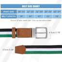 SANSTHS Reversible Braided Belt for Men and Women, Elastic Stretch Woven Golf Belts for Men, Casual Jeans Sports Work 1 3/8" (Green/White/Black)