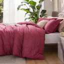 Bedsure King Size Comforter Set - Dark Red King Comforter Set, Soft Bedding for All Seasons, Cationic Dyed Bedding Set, 3 Pieces, 1 Comforter (104"x90") and 2 Pillow Shams (20"x36"+2")