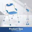 Adjustable Height Foldable Shower Chair with Back for Elderly & Disabled Sturdy Non-Slip Shower Seat for Indoor & Travel Use