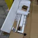 Veken 55 Inch Large Electric Standing Desk, Sit to Stand Up, Heights Adjustable, Work Home Office Computer Table for Study, Walking Pad, Writing, and Games, Wooden Desktop Desks, White. Minor Damage on the Table