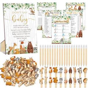 Patelai 321 Pcs Woodland Animals Baby Shower Decoration Forest Animal Neutral Gender Reveal Decoration Don't Say Games 5 Set Serve 50 Guests for Woodland Baby Shower Birthday Party Decor Supplies