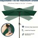 6.5' x 10' Rectangular Patio Umbrella Large Outdoor Market Umbrella w/UV Protection, Push Button Tilt and Crank Lift, Rectangle Table Umbrella for Garden, Deck, Pool, Patio, Forest Green