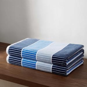 Calvin Klein - Beach Towels, 2-Piece Soft & Absorbent Towel Set, Classic Stripe Beach Essentials (Blocked Blue, 36" x 68")