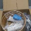 Arc Floor Lamp for Living Room Boho Floor Lamps with Remote Control & with 3 Color Temperatures,Rattan Wicker Standing Lamp Dimmable Tall Floor Lamp for Bedroom Living Room Corner (black-circular column)