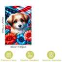 12x18in Patriotic Puppy Garden Flag Floral American Flag Yard Decor