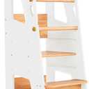 Toddler Standing Tower - Complete Toddler Kitchen Stool Helper - Ideal Kids Kitchen Step Stool for Learning New Skills - Updated Design with Safety Feet - White
