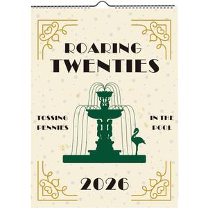 2 x 2026 Roaring Twenties Calendar Wall Calendar, Calendar with Song Lyrics, 12 Monthly Calendar Planner