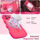 DOMAVER for iPhone 17 Pro Max Case for Women, 1X Screen Protector+1X Wrist Strap, [Compatible with MagSafe] [Full Camera Protection] Cute Wave Matte Phone Case for iPhone 17 Pro Max, Hot Pink
