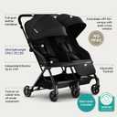 Mompush Lithe Double Stroller, Lightweight Side by Side, Infant & Toddler