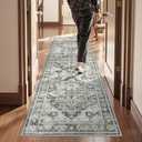 Kitchen Runner Rug Non Slip Washable 2.5x8, Soft Low Pile Entryway Rug Runners for Hallways,Carpet Runner for Living Room,Kitchen, Laundry, Bathroom(Grey/Beige,2.5'x8')