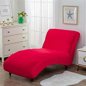 MaiYu-MY Velvet Chaise Longue Slipcover Luxury Chaise Chair Covers for Living Room Indoor Furniture Cover Slipcovers for Chaise Lounge Ultra Soft Machine Washable (Red)