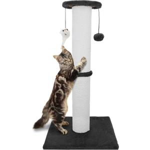 Cat Scratching Post 34 Inches Heavy Duty and Thicker Cat Scratching Post Sisal Rope with Hanging Ball and Mice Scratching Post for Indoor Cats and Adult(Black)