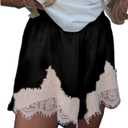 Women Satin Silk Lace Shorts Lace Trim Satin Pettipants Elastic Waist Silk Slip Shorts Lounge Bottoms (S)