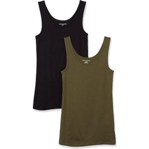 Amazon Essentials Women's Slim-Fit Ribbed Scoop Neck Tank Tops, Large
