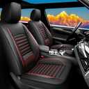 Seat Covers Fit for Honda Civic 2020-2024 2025 Waterproof Car Seat Covers Full Set 5 Seats Faux Leather Car Seat Cushion Protector Compatible Airbag(Black&Red)
