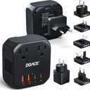 DOACE 2000W Voltage Converter US to Europe - 220V to 110V Converter for European Travel, Power Converter Adapter Combo with 2 PD/2 QC/EU/UK/AU/IT Travel Plugs for Hair Dryer Laptop, Camera, Cell Phone