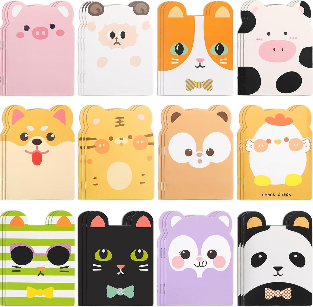 Yexiya 36 Packs Mini Notebooks for Mini Notebooks Party Favors Small Cute Pocketbook Bulk Cartoon Cat Panda Themed for Christmas Classroom Prizes Gift(Cute Styles)