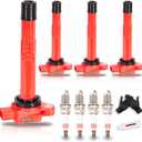 Set of 4 Upgraded Ignition Coil Pack & Spark Plugs fits for Honda CRV Accord Civic Element, for Acura RSX CSX 2002 2003 2004 2005 2006 2007 2008 2009 2010 2011 L4 2.0 2.4 Replaces UF311 UF583