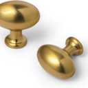 Goo-Ki 1.2 Inch(36MM) Oval Brushed Gold Drawer Knobs, Modern Zinc Alloy for Cabinet Knobs for Dresser,6 Packed