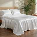 Luxury Tencel & Viscose Derived from Bamboo Hotel Sheet Set Deep Pocket & Cooling for Hot Sleepers Silky Smooth Hypoallergenic Breathable Bedding, 1 Year Quality Promise (Natural White, Queen)