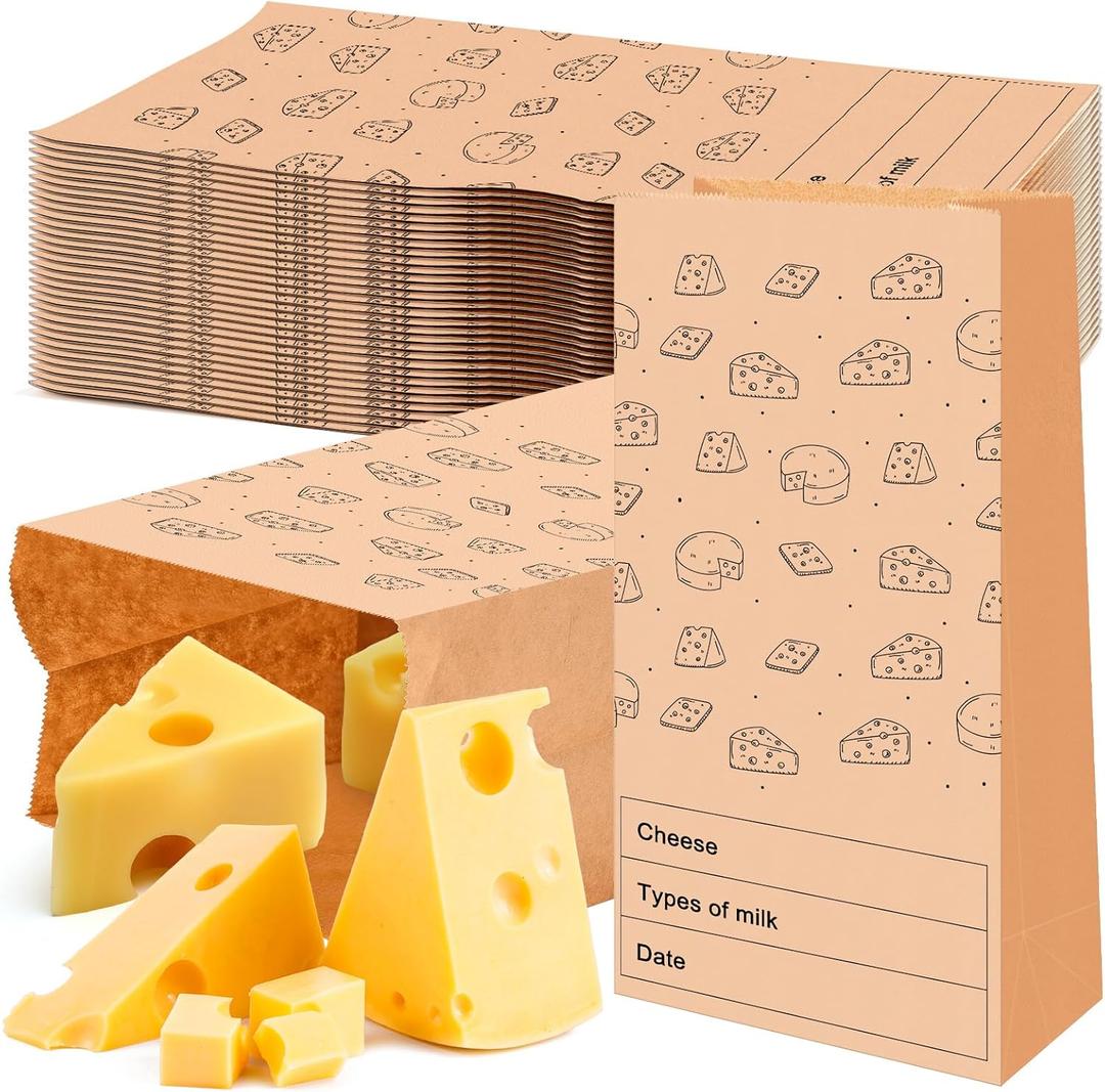 MotiMind 30 Count Cheese Storage Bags for Refrigerator 10.6 x 6 Inches Cheese Paper Bags, Sandwiches, Wrapping