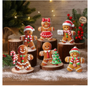 Thyle 5 Pcs Christmas Table Decorations Wooden Gingerbread Man Signs Vintage Figurine Christmas Table Centerpiece Decor for Xmas Home Kitchen Party Office Shelf Door