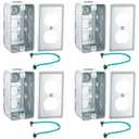 4 Set 4 x 2 Metal Electrical Box Outlet Box Duplex Receptacle Ten 1/2" Knockouts 1-1/2" Deep 21.0 Cu. in. Capacity with Exposed Work Cover Grounding Wire and Screw Junction Boxes Galvanized