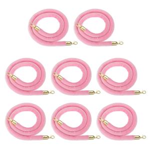 PATIKIL 8 Pack Pink Velvet Stanchion Rope, 5 Ft Crowd Control Ropes Barrier Hanging Rope with Stainless Steel Gold Plated Hooks for Carpet Events Movie Theaters Opening Activities