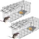 Rat Trap, Humane Live Animal Trap Outdoor & Indoor Use, Reusable Mouse Rodent Trap for Mice, Rats, Chipmunks, Voles, Heavy Duty Collapsible Metal Cage,Easy Catch & Release,High Sensitivity Trigger (2)