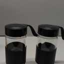 Small Glass Shaker Bottle, 2 Pack 16oz BPA Free Odorless Shaker Bottle with 304SS Mixing Ball and Removable Cleaning Brush for Fitness & Protein Shakes(Black-2Pack)