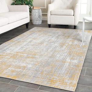 COLLACT 5x7 Area Rug - Abstract Sketch Living Room RugWashable Rug Taupe Multi Overdyed Colorful Bedroom Non Slip Low Pile Contemporary for Dining Room Office Kitchen Nursery Play Mat