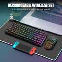RedThunder K84 Wireless Keyboard and Mouse Combo, Rainbow Backlit Rechargeable Battery, 75% Layout TKL Ultra Compact Gaming Keyboard & Lightweight 3200 DPI Honeycomb Optical Mouse (Black)